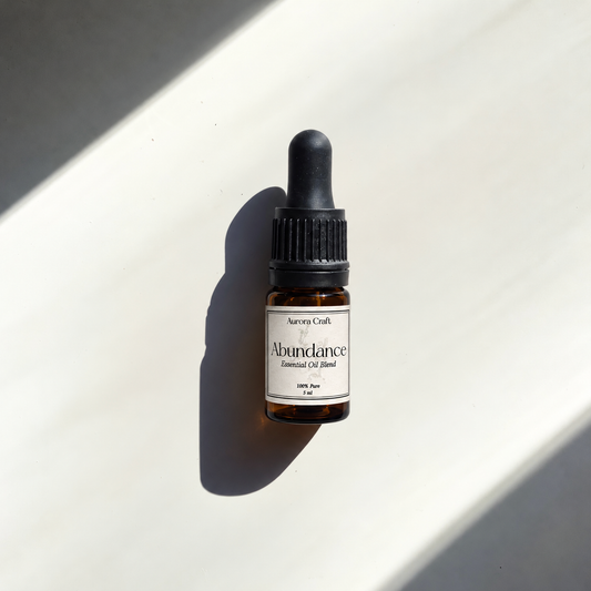Aurora Craft Abundance pure essential oil blend, 5 ml, white label dropper bottle